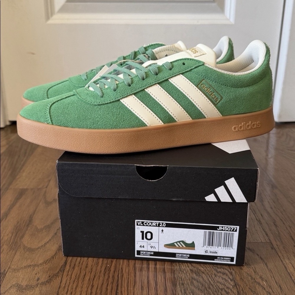 Adidas Men's 10 VL Court 2.0 Sportwear Sneakers Preloved Green Athletic Shoes